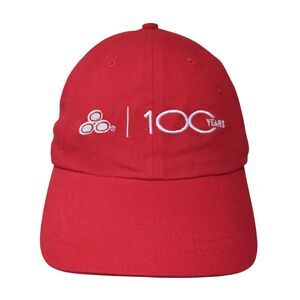 100 Years Strapback Hat Red One Size Adjustable Embroidered Clique